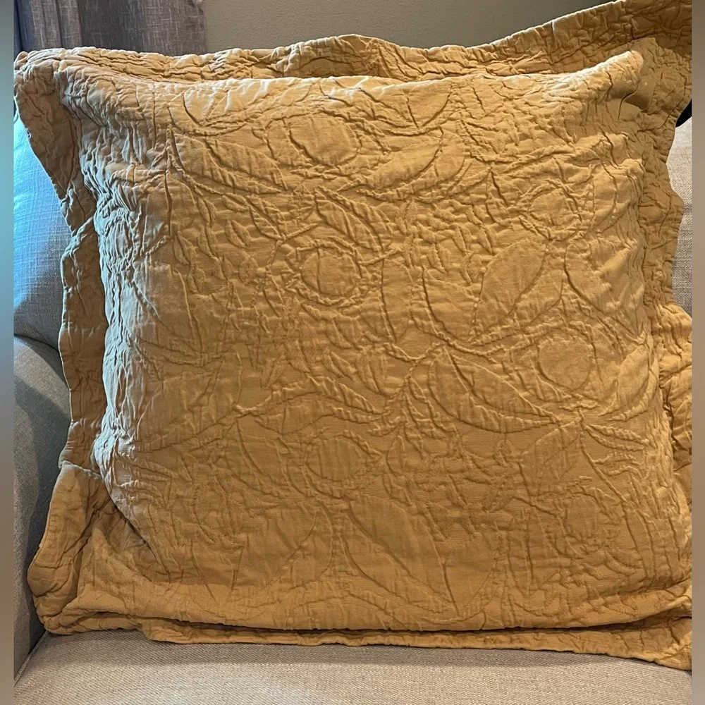 Pottery Barn Textured Quilted Pillow in Mustard - Set of 2